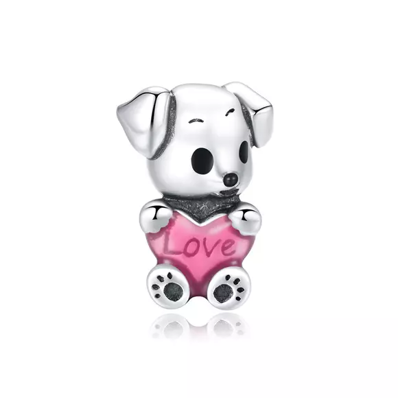 Talisman din argint Loving Heart Puppy
