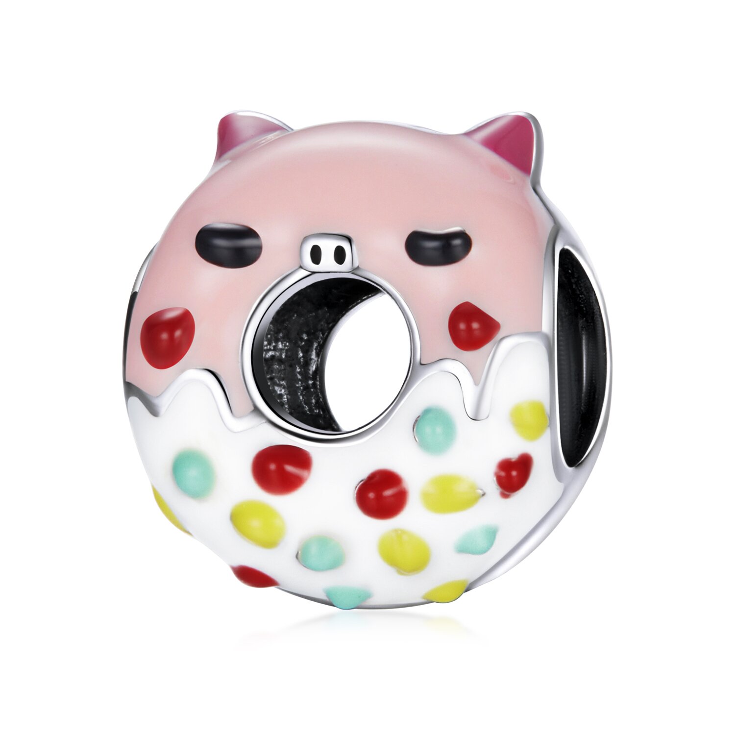 Talisman din argint piglet donut