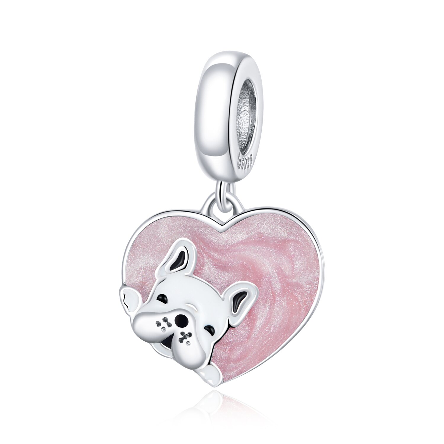 Talisman din argint Pink Heart Bulldog argint