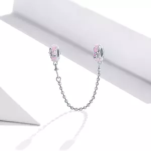 Talisman din argint Pink Hearts Safety Chain