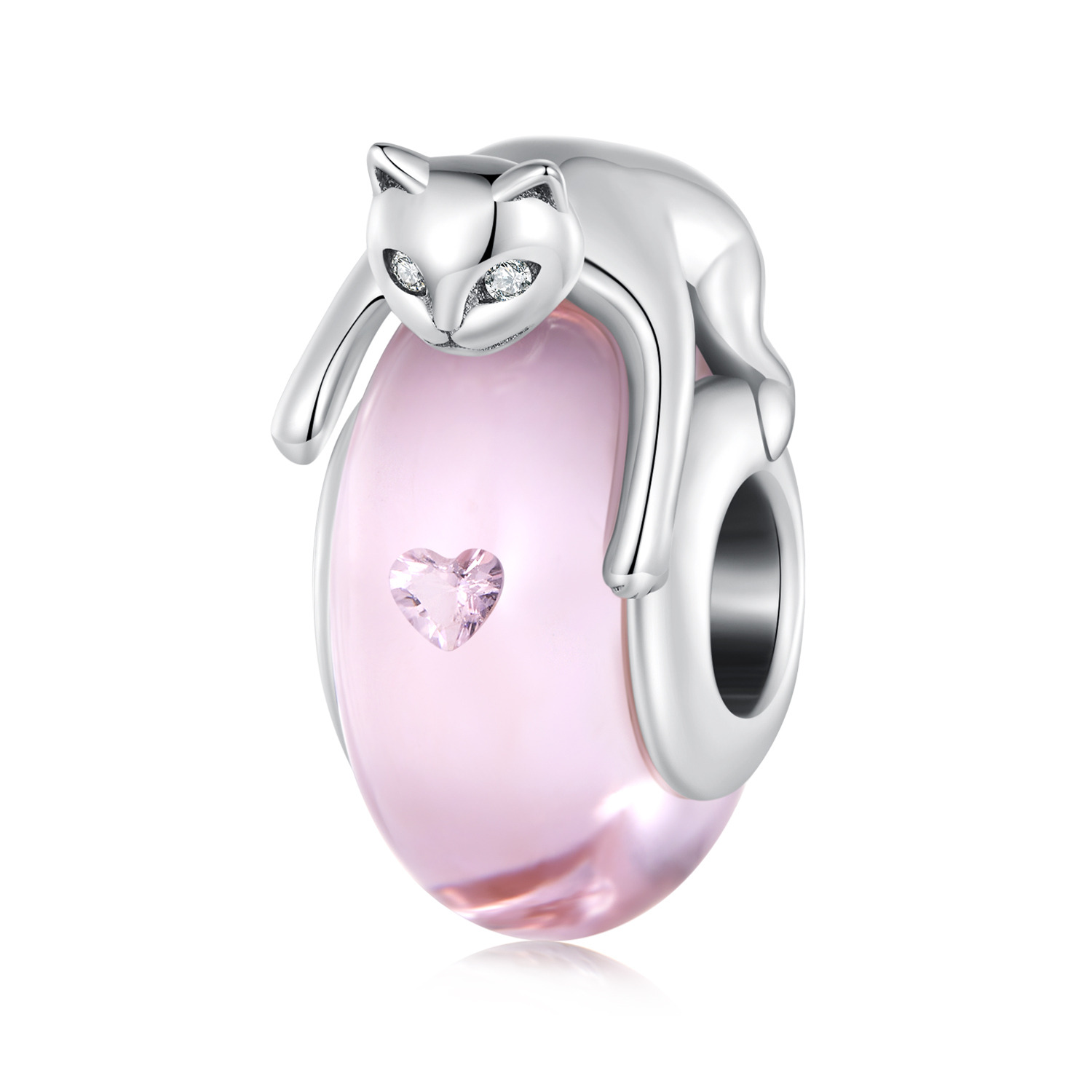 Talisman din argint Pink Lazy Cat image9