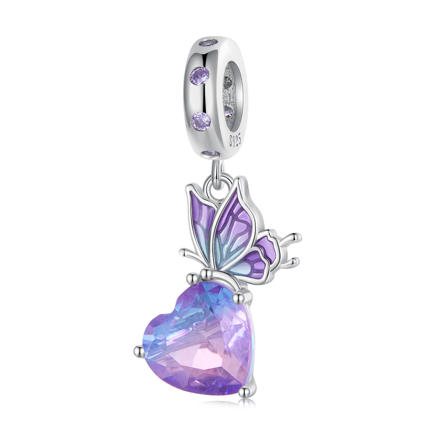 Talisman din argint Purple Butterfly Heart image13