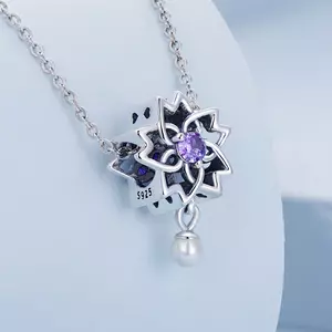 Talisman din argint Purple Crystal Flower