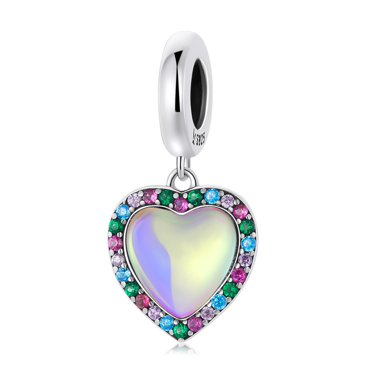 Talisman din argint rainbow heart drop