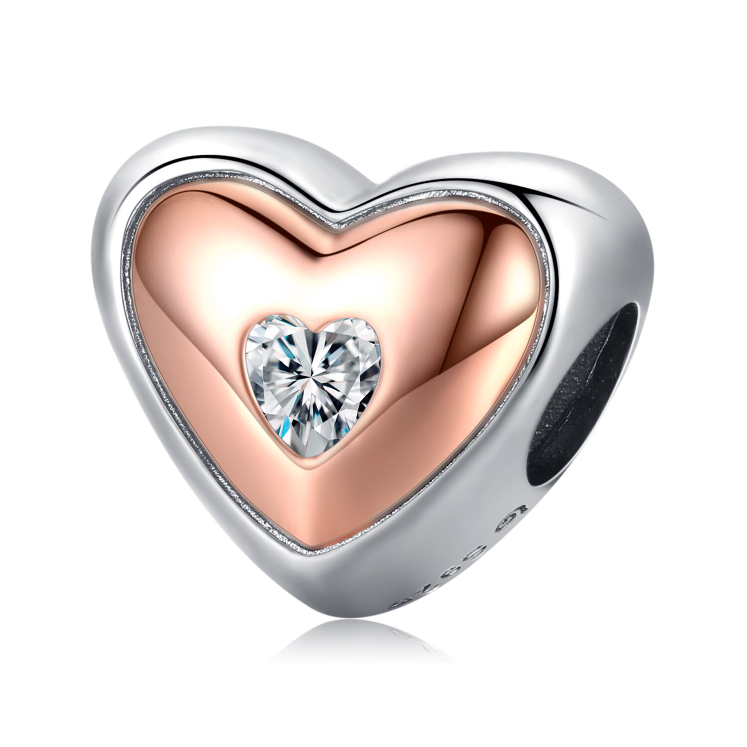 Talisman din argint rose gold heart shape