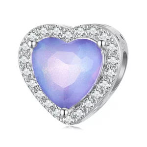 Talisman din argint Shiny Purple Heart