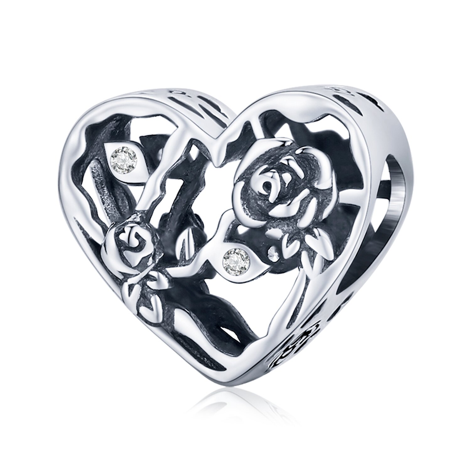 Talisman din argint silver heart with roses