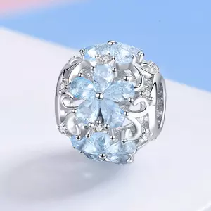 Talisman din argint Snow Blue Flower