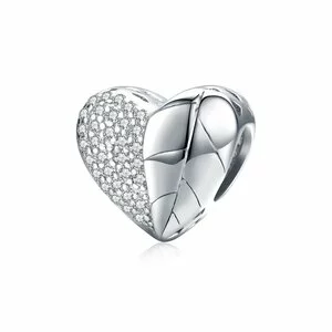 Talisman din argint Sparkling Heart Leaf