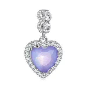 Talisman din argint Sparkling Purple Heart