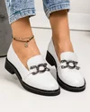 Pantofi casual dama piele naturala alb sidef cu accesoriu lant metalic PC823 3
