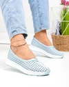 Balerini dama piele naturala albastri cu inchidere slip-on si perforatii T-9003 3