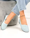 Balerini dama piele naturala albastru deschis perforati cu talpa flexibila JY3763 2
