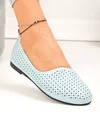 Balerini dama piele naturala albastru deschis perforati cu talpa flexibila JY3763 3