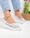 Balerini dama piele naturala albi cu model perforat si inchidere slip-on JY3960 2