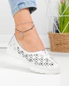 Balerini dama piele naturala albi cu model perforat si inchidere slip-on JY3960 3