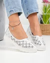 Balerini dama piele naturala albi cu model perforat si inchidere slip-on JY3960 4