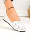 Balerini dama piele naturala albi perforati cu inchidere slip-on JY3763 3