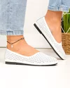Balerini dama piele naturala albi perforati cu inchidere slip-on JY3763 4