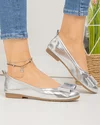 Balerini dama piele naturala argintii cu fundita inchisa si inchidere slip-on PCB201 4