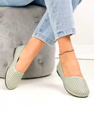 Balerini dama piele naturala barilla perforati cu inchidere slip-on si talpa flexibila JY3763