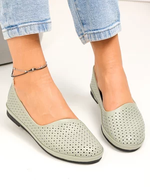 Balerini dama piele naturala barilla perforati cu inchidere slip-on si talpa flexibila JY3763