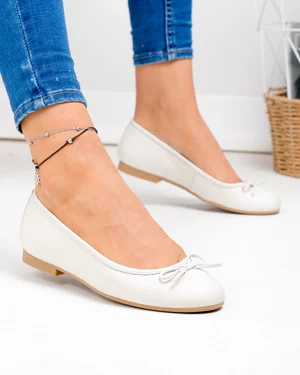 Balerini dama piele naturala bej cu talpa flexibila WIZ0426