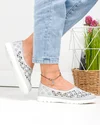 Balerini dama piele naturala gri cu model perforat JY3960 4