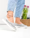 Balerini dama piele naturala gri cu model perforat JY3960 5