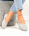Balerini dama piele naturala gri deschis cu talpa flexibila si perforatii JY3763 2