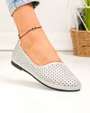 Balerini dama piele naturala gri deschis cu talpa flexibila si perforatii JY3763 3