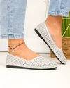 Balerini dama piele naturala gri deschis cu talpa flexibila si perforatii JY3763 4