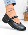 Balerini dama piele naturala negri cu bareta si varf rotund TN6510 4