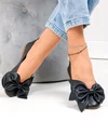 Balerini dama piele naturala negri cu fundita asimetrica si talpa flexibila PCB203 1