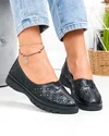 Balerini dama piele naturala negri cu model perforat JY3960 4