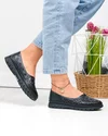 Balerini dama piele naturala negri cu model perforat JY3960 5