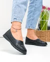 Balerini dama piele naturala negri cu model perforat JY3960 6