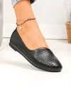 Balerini dama piele naturala negri perforati cu talpa flexibila JY3763 3