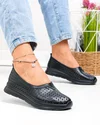 Balerini dama piele naturala negri perforati cu talpa flexibila T-9003 2