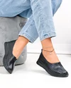 Balerini dama piele naturala negri perforati cu talpa flexibila T-9003 4
