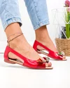 Balerini dama piele naturala rosii cu decupaj lateral si aplicatii multicolore PCB204 2