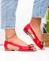 Balerini dama piele naturala rosii cu decupaj lateral si aplicatii multicolore PCB204 5