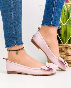 Balerini dama piele naturala roz deschis cu talpa flexibila BA004