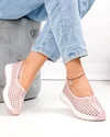 Balerini dama piele naturala roz perforati cu talpa flexibila T-9003 3