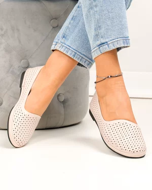 Balerini dama piele naturala roz pudra cu talpa flexibila JY3763