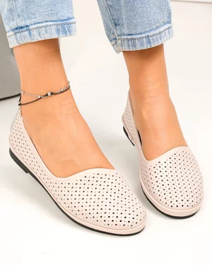 Balerini dama piele naturala roz pudra cu talpa flexibila JY3763