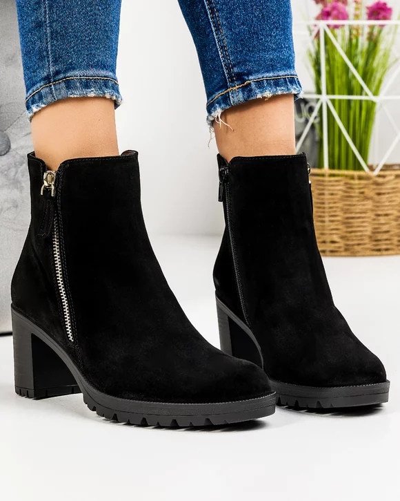 Botine Dama Piele Intoarsa Dama Negre ATHENA32V