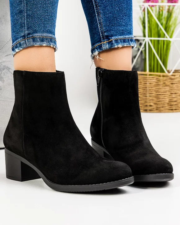 Botine Dama Piele Intoarsa Dama Negre GALAXY002V