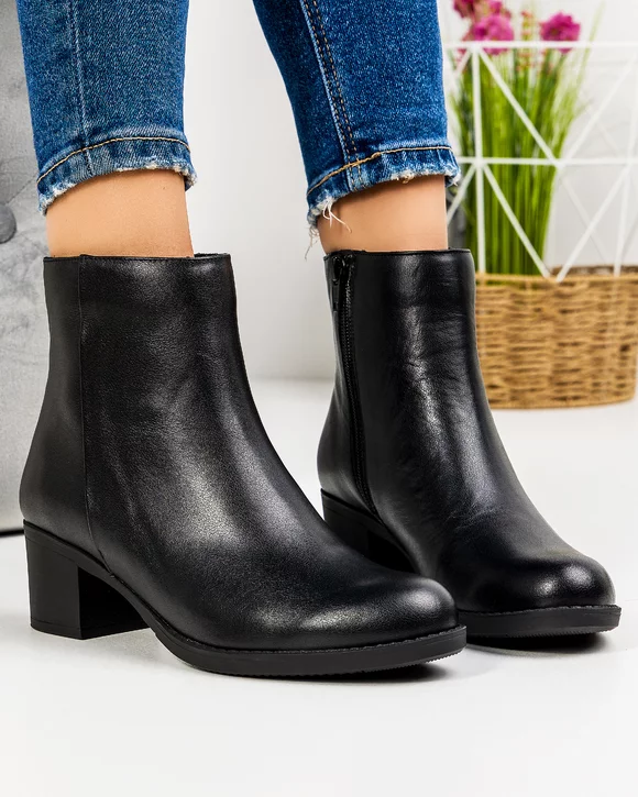 Botine Dama Piele Naturala Dama Negre GALAXY002B