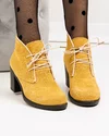 Botine dama piele naturala intoarsa maro deschis cu inchidere sireturi PCI602V 4